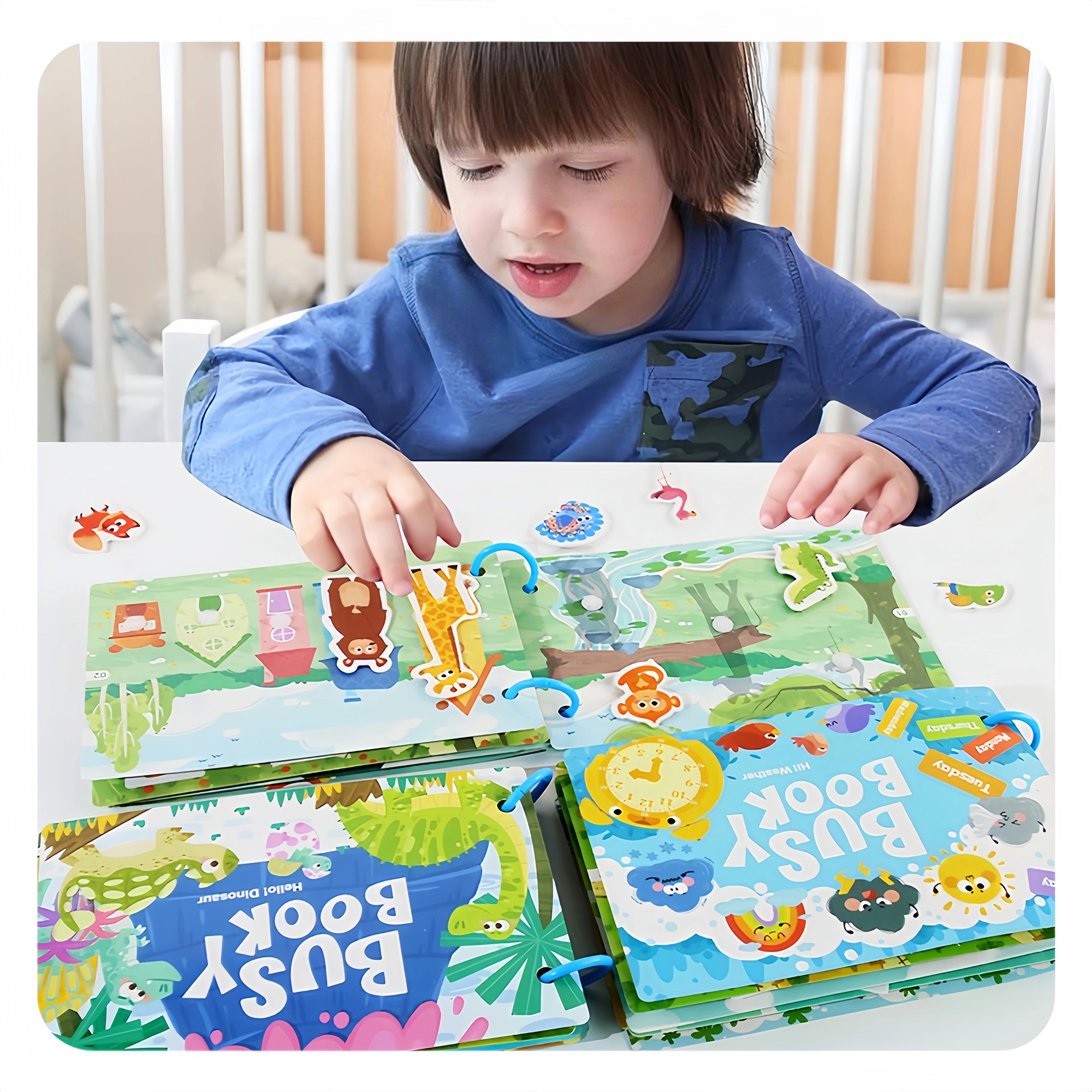 Quiet Early Learning Activity Puzzle Paste Matching Game Children's Educational Wooden Busy Book Toys Magic Tape Paper Material