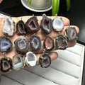 Trendy Natural Quartz Crystal Handmade 925 Sterling Silver Mexico Druzy Agate Geode Charm Pendants for  Energy Purification