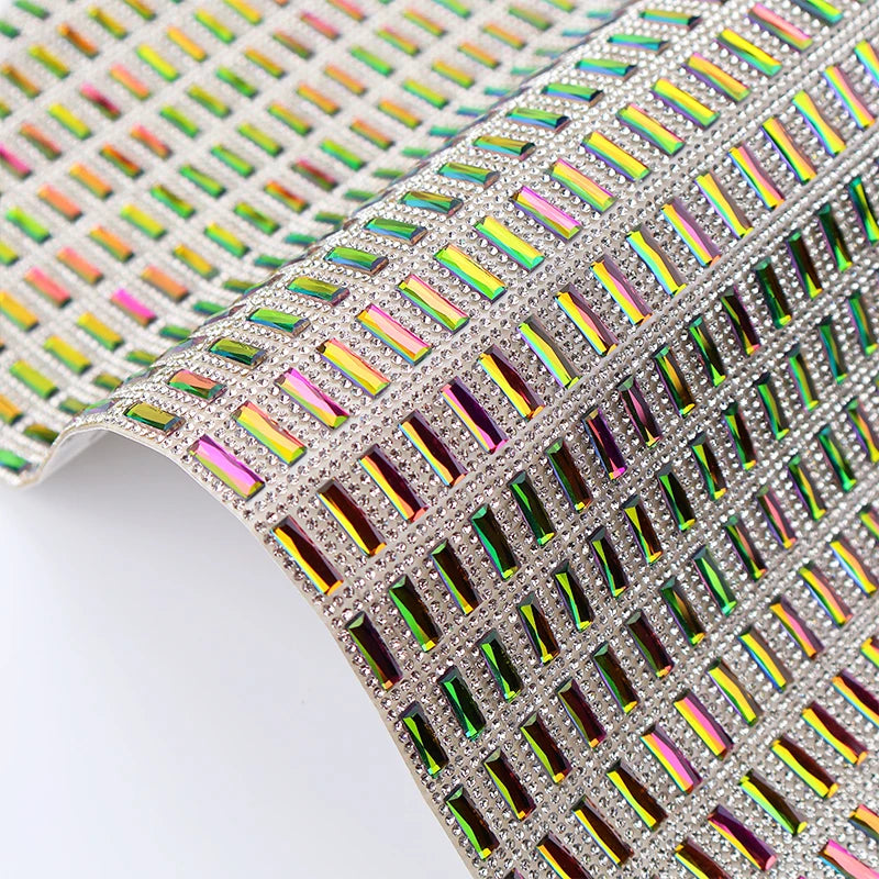 Self-Adhesive Diamond Decoration Hotfix 5*15 Glass Mesh Rhinestone Sheet Motif Rhinestones for Bag Garment Shoe Decoration