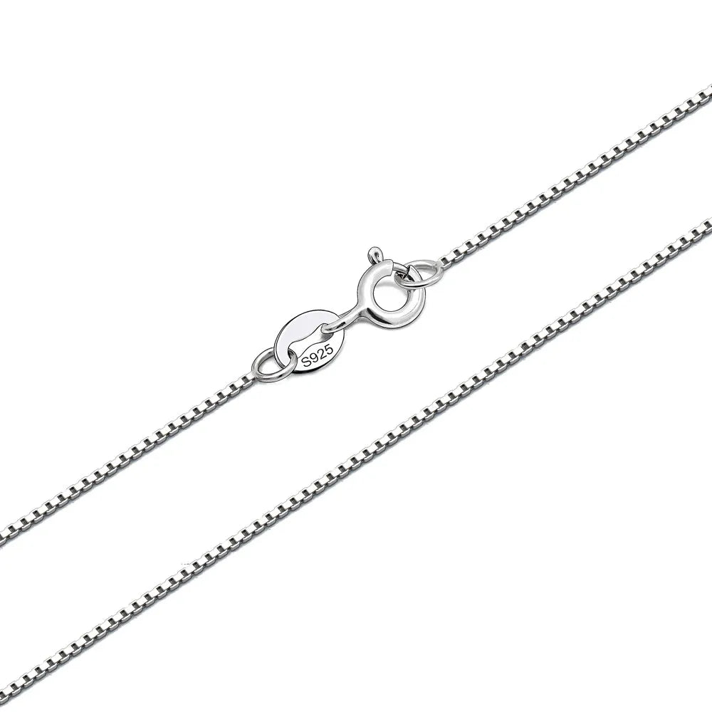 0.8mm Box Chain Machine Made Chain Real Plata 925 Sterling Silver Chains Necklaces Jewelry