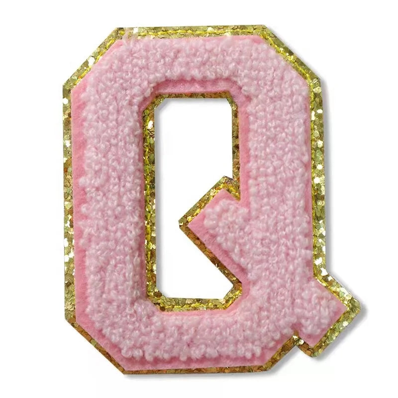 Customize Letter Embroidered Alphabet Chenille logo Patch Iron on Backing Chenile Patch
