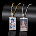 Hip Hop Picture Customized Necklaces Rectangle Iced Out Personalized  Photo Necklace