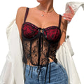 Hot Sexy Y2k Lace Cami Top Wine Red Comfy Corset Bra