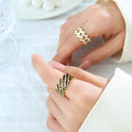 Ins Trendy Black White Enamel Gold Plated Stainless Steel Oil Drop Square Cross Ring Waterproof Finger Ring Jewelry for Women
