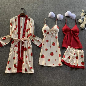 In Stock Retail Products 4 Pieces Sets Women Summer Homewear for Women