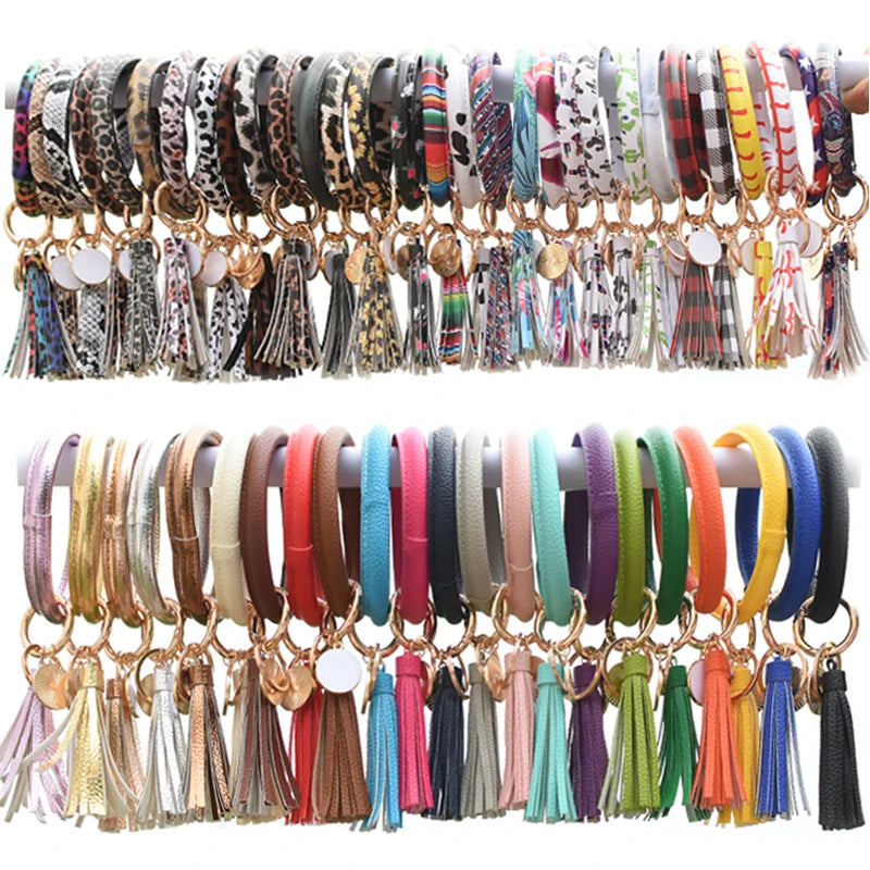 90 Colors Classic Animal UV Printing Tassels Coin Holder Keychain Party Favor Bangle for Women