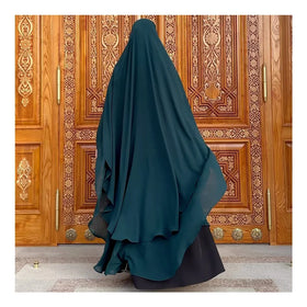 Wholesale Plus Size Free Size Eid Prayer Scarf Muslim Women Hijab Chiffon Voile 2 Layers Breathable Lightweight Long Niqab for