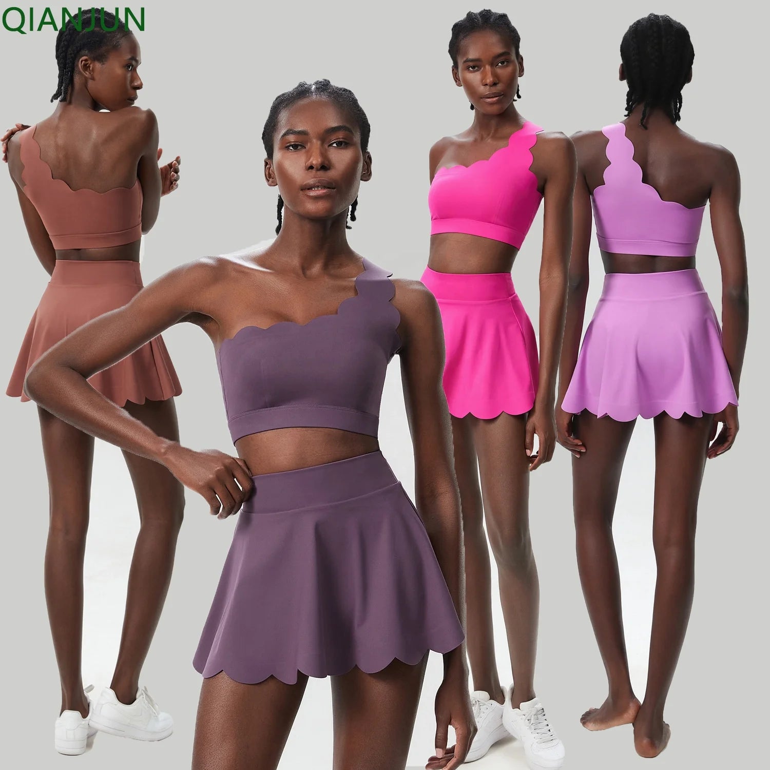 2025 New Sustainable Tennis Suit Quick Dry Fitness Yoga 2-Piece Set Small Wave Design Plus Size Wholesale