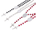 G2040 Rosaries Religious Catholic Cross Pendant Sublimation Blank Rosary Necklace with Oval Insert