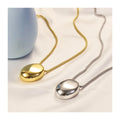 ERESI New Arrival Fashion Jewelry Long Gold Droplet Oval Pendant Necklace Metal Glossy Simple Sweater Chain Pendant Necklaces