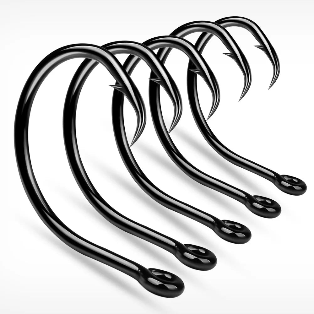 10pcs High Carbon Steel Black Nickel Single Hook 4#-10/0# Circle Hooks Max Tension 374LB for Bass Deep Saltwater Fishing