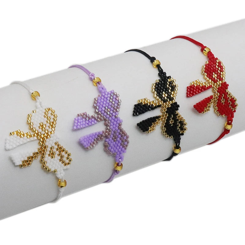 Boho Bow Bowknot Pattern Butterfly Adjustable Miyuki Seed Beads Woven Animal Handmade Craft Bracelets