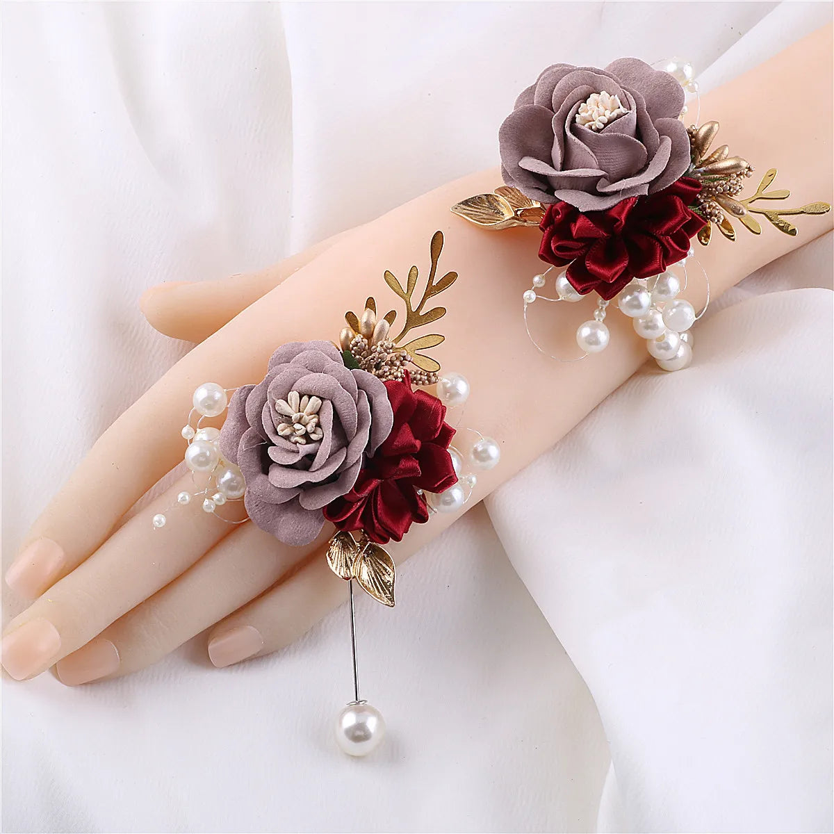 Cross Border Creative Corsage and Wrist Flower As Wedding Accessories for the Bride and Groom