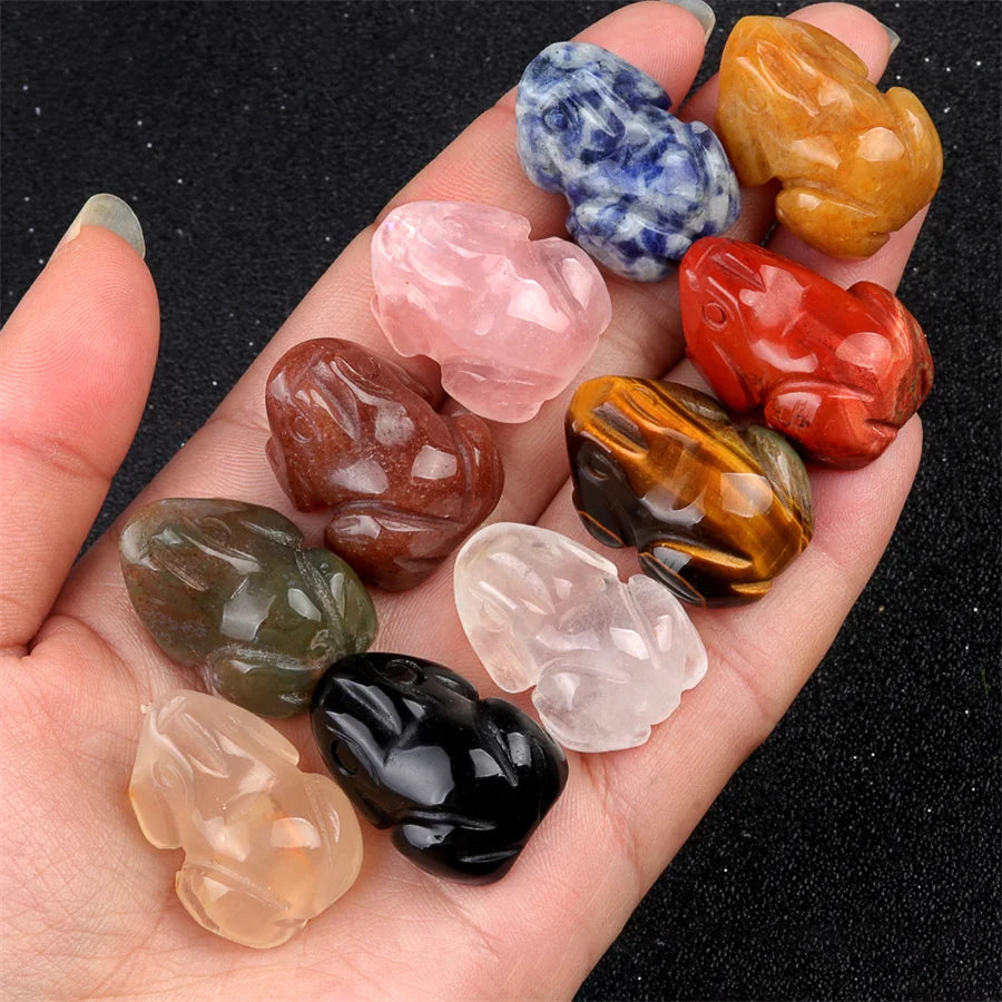 Luxury 1-Inch Carved Frog Ornament Natural Crystal Rose Quartz Polished Mini Animal Craft 3cm Home Decor Gift