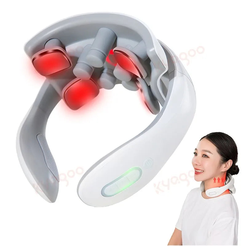 Portable Massager Neck Relaxer 6 Model 15 Levels Cordless Electric Neck Massager with Heat for Pain Relieve