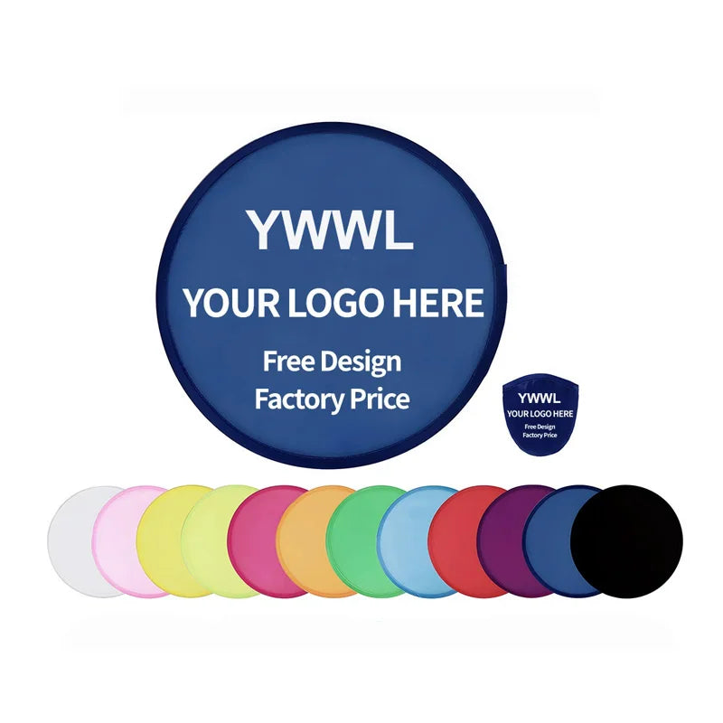 Custom Logo Collapsible Nylon Flyer Flying Disc Round Folding Pop up Fan with Pouch