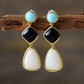 Gold Plated Retro Minimalist Stud Earrings Unique Moonstones Energy Balance Statement for Parties and Weddings