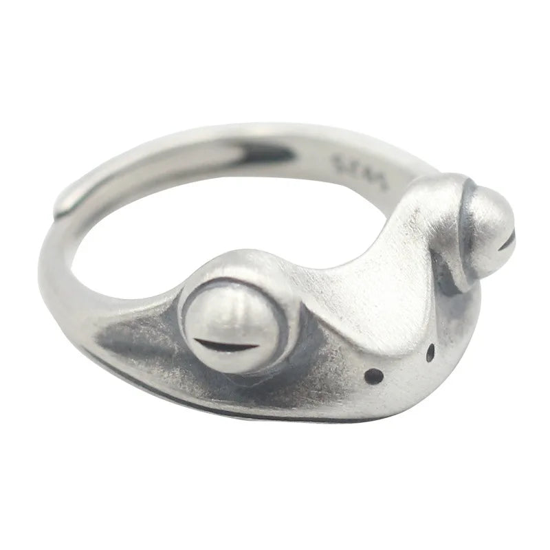 Boho Vintage Frog Ring for Women Artistic Design Retro Resizable Unisex Women Statement Rings Silver Color Gift