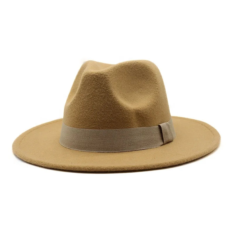 New Luxury High Quality Solid Colour Sombreros Unisex Women Men Felt Fedora Hats
