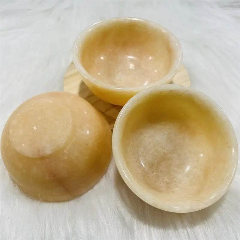 Wholesale Natural Gemstone Hand Carved Yellow Calcite Crystal Bowl  Carvings Quartz for Decoration
