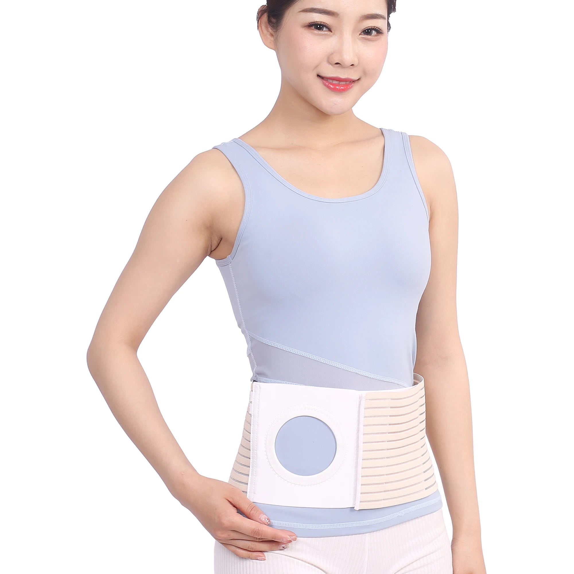 Adjustable Breathable Corset Stoma Support Belt for Men Women with Holes Colostomy Bags Abdominal Hernia Support