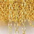 14K Gold Filled Hammered Oval Cable 3mm Chain Necklace Peanut Rectangle Link Chain Tarnish Resistant DIY Jewelry Findings