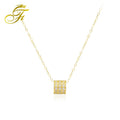 Hot Sale Trendy 18K Gold Zircon Pendant Necklace with Link Chain Choker Wedding & New Year Gift Jewelry