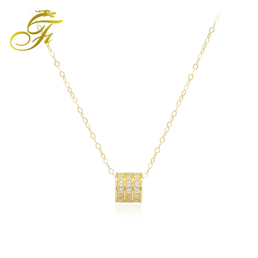 Hot Sale Trendy 18K Gold Zircon Pendant Necklace with Link Chain Choker Wedding & New Year Gift Jewelry