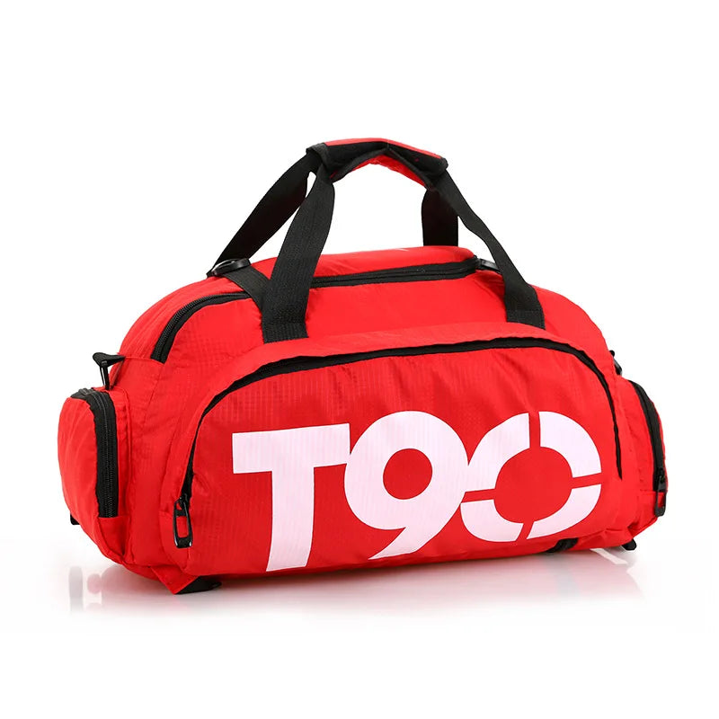 T90 Wholesale Custom logo Duffle Backpack Men Sports Travel Gym Bags with Shoe Compartment Handbag Outdoor Sports Gym Bag