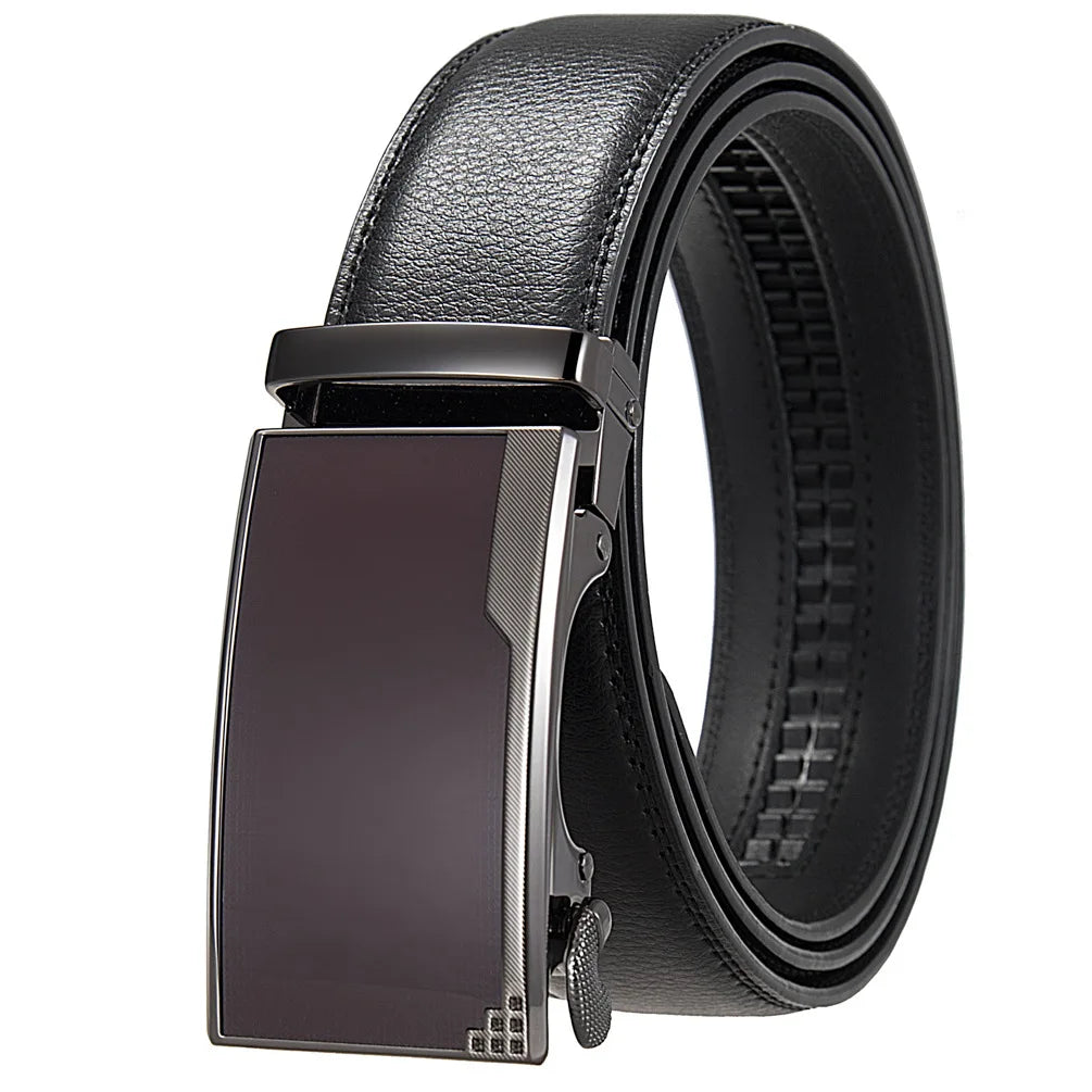 Men's Custom Belts Luxury Metal Alloy Automatic Real Cow Genuine Belt Adjustable Buckles for Men