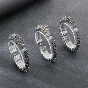 Solid Link Chain Retro Snake Bracelet Punk Style Stainless Steel Scale Bracelets with Green Eyes for Men Bangles Type