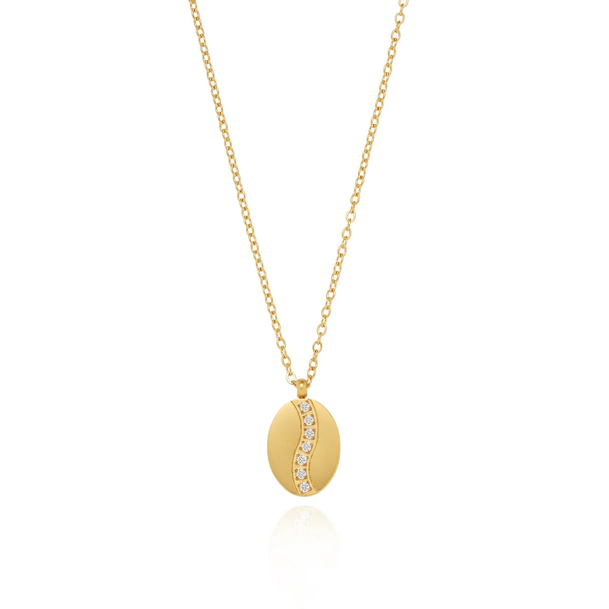 Women's Trendy 18K Gold Plated Stainless Steel Zircon Sway Pendant Necklace Casual/Sporty Anniversary Gift Irregular Oval Beads