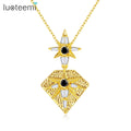 LUOTEEMI Female Necklace Jewelry Rhinestone Luxury Diamond Pentagon Shape Eye Vintage Pendant