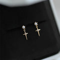 Simple Design 925 Sterling Silver Vermeil Gold Cross Stud Earrings