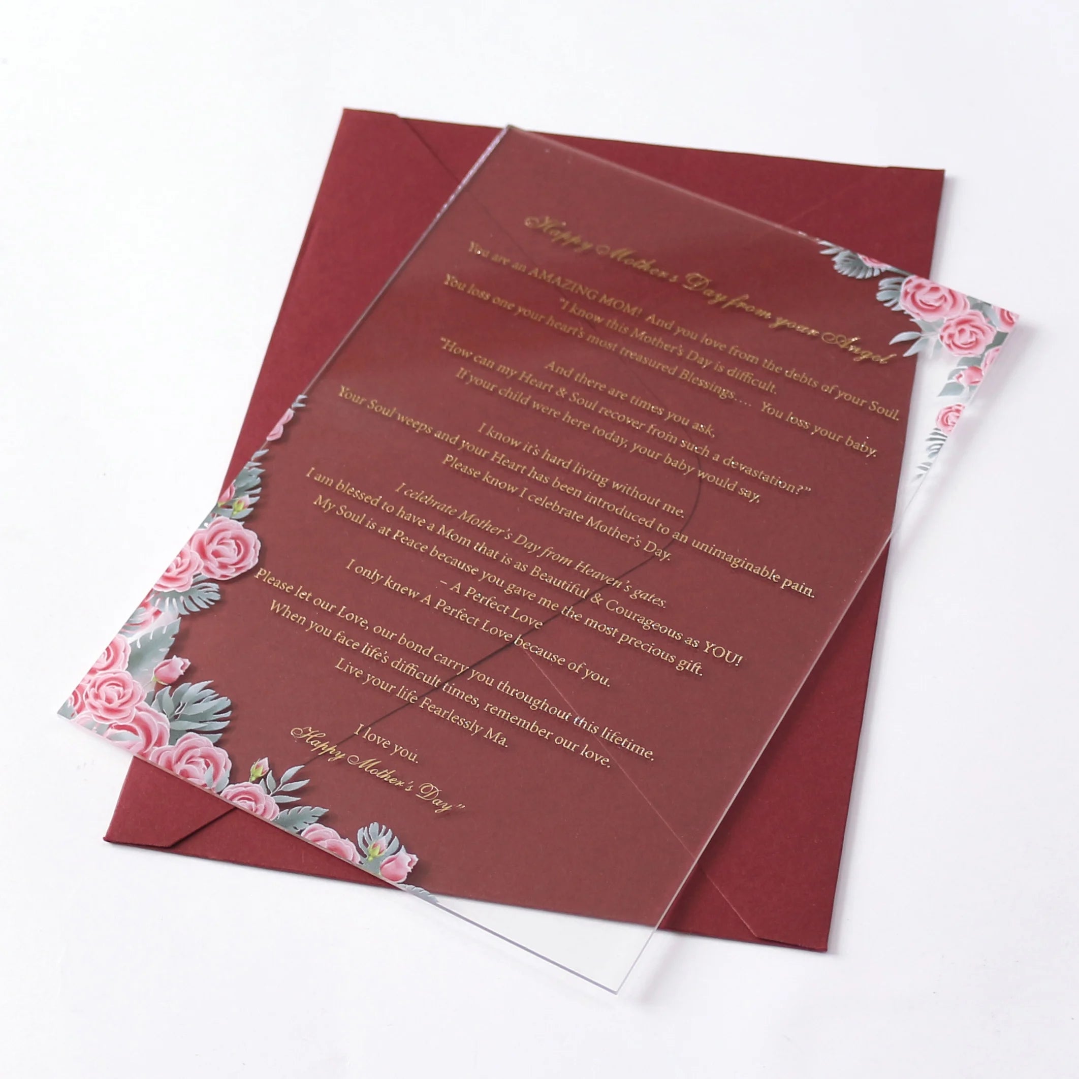 Factory Price Clear Acrylic Wedding Invitation Cards Gift Cards With Custom Color Blank Envelope