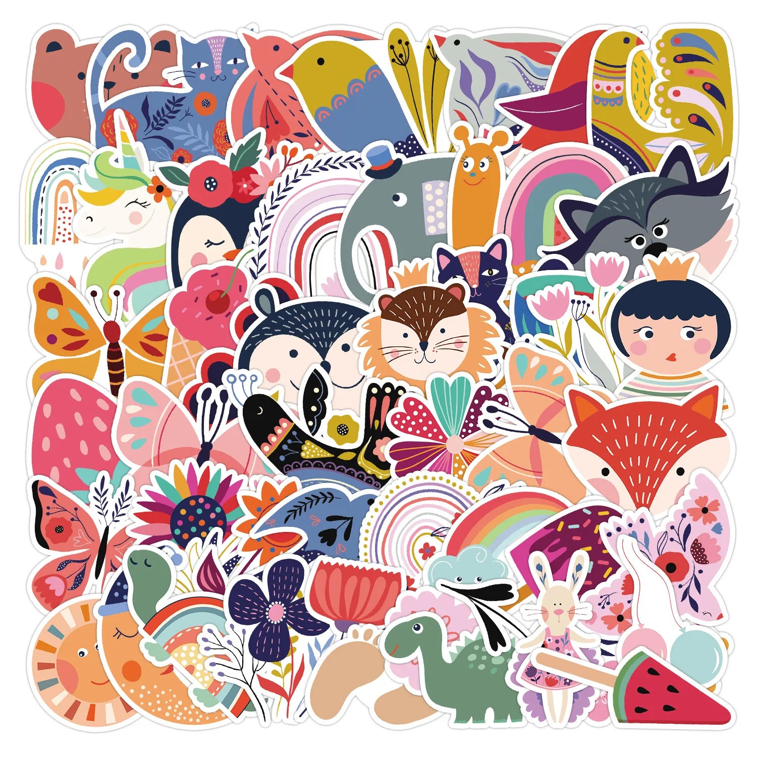 50PCS Creative totem aesthetic VSCO vinyl cute cartoon animals sticker