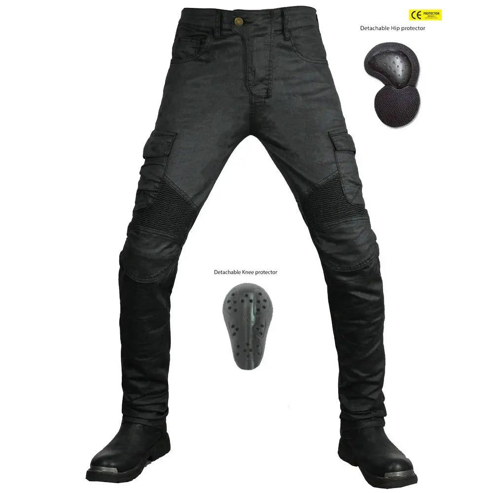 New Drawstring Casual Multi-Pocket Workwear Silicone Protector Motorcycle Racing Pants for Men