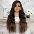 Cuticle Aligned Machine Made Wig Unprocessed Raw Hair Ombre Color Transparent Lace Front Wigs