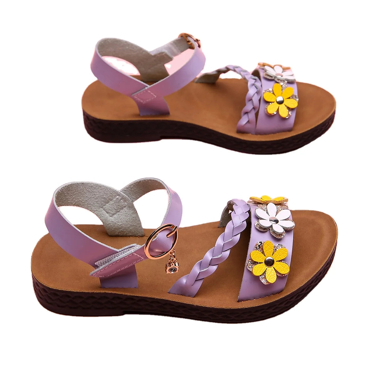 New Girls' Platform Outdoor Fashion Trend Princess Sandals with Flower Pattern