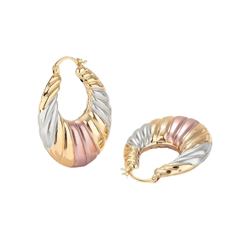 Elegant Wholesale Women Fashion Brass CZ Zircon Hoop Drop Earrings Wholesale Women'S Fashion Jewelry Metal Dangly Earrings
