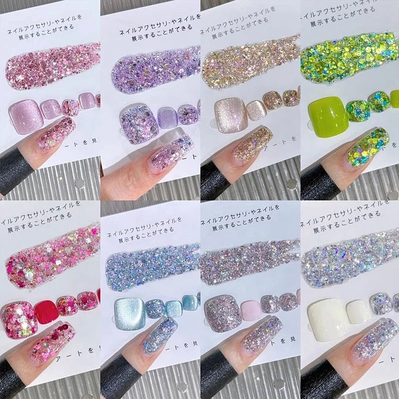 2025 New Popular Summer Glitter Colorful Sequins Explosion-Flash Broken Diamond Design for DIY Nail Polish Glue