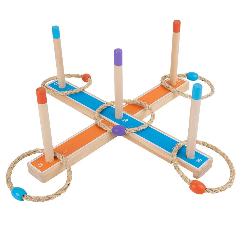 Family Party Backyard Tossing Toys Outdoor Yard Wooden Ring Toss Games for Kids