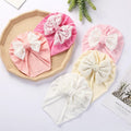 Solid Cotton Boutique Bonnet for Kids Toddler Boy or Girl Hair Accessory with Lace Embroidery Bow Cap Fashionable Headwear