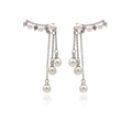 New Design Wedding Jewelry Zircon Earring Elegant 925 Sterling Silver Long Shell Pearl Stud Earrings for Women