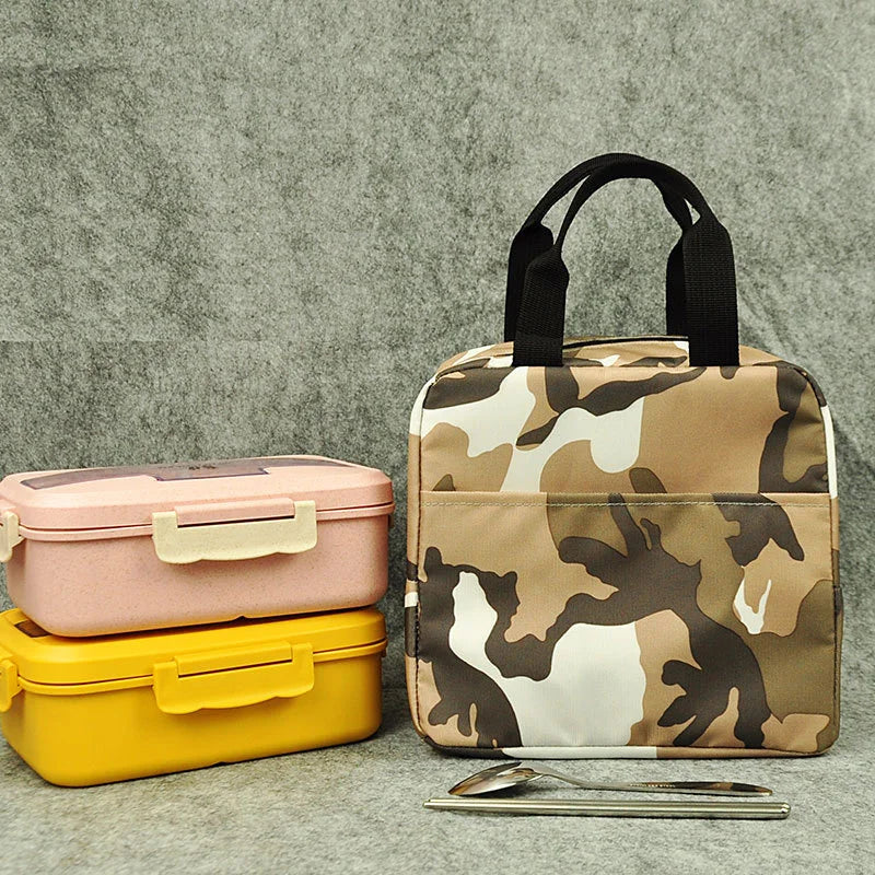 Camouflage Printed Cool Insulated Shoulder Bag Picnic Bag Lunch Portable Thermal Bags for Food Fruit