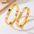 Nabest Waterproof Minimalist Stainless Steel Bracelet & Bangle Gold Plated Zirconia Emerald Bangles for Women Fashion Jewelry