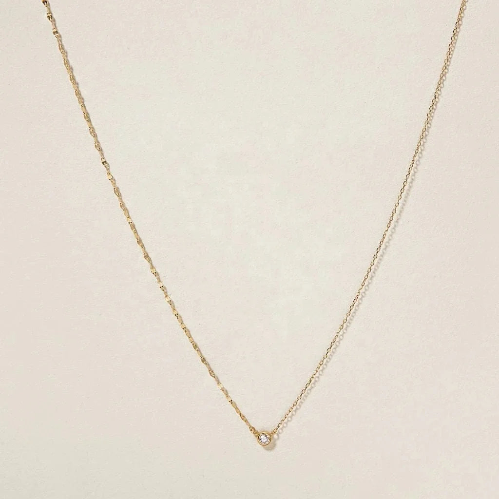 LOZRUNVE 925 Silver Gold Vermeil Mix Two Design Chain Delicate Crystal Necklace Choker Women