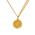 Hot Star Round Pendant Necklace Double Chain Stainless Steel Necklace