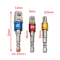 Yunbei 7pcs Colorful Conversion Joint Rods Hexagonal Shank to Square Joints Aluminum Rings Hexagonal Shank Sleeve Joint Rods