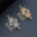 SLBRIDAL Handmade Alloy Clear Rhinestones Crystal Bridal Hair Comb Wedding Headpieces Hair Accessories Women Bridesmaids Jewelry